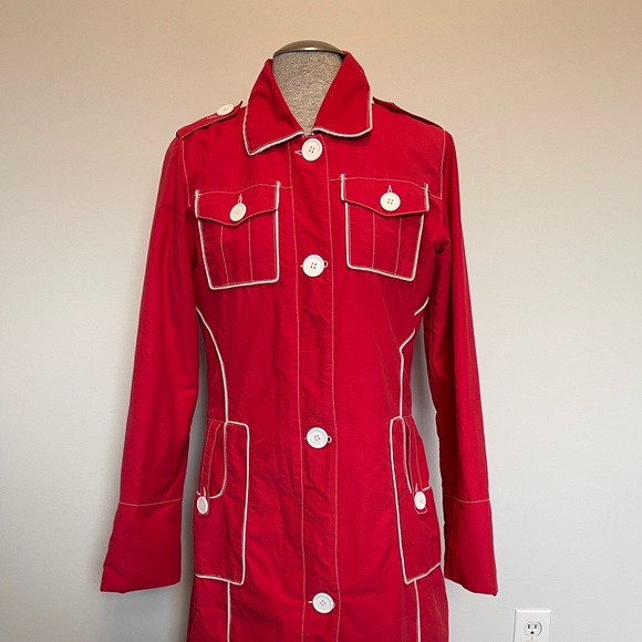ONLY Brand Stylish Red Trench Coat - Picture 8 of 15